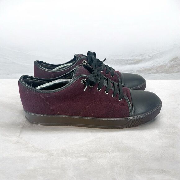 Lanvin DBB1 Suede And Patent Leather Sneakers Men\'s UK12 / US13 Toe Cap Burgundy main image 14
